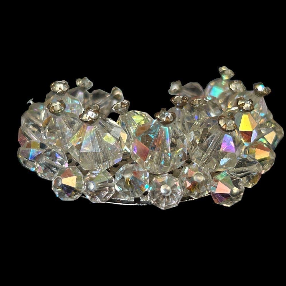 Vintage Crystal Crescent Moon Shaped Brooch - Picture 2 of 4